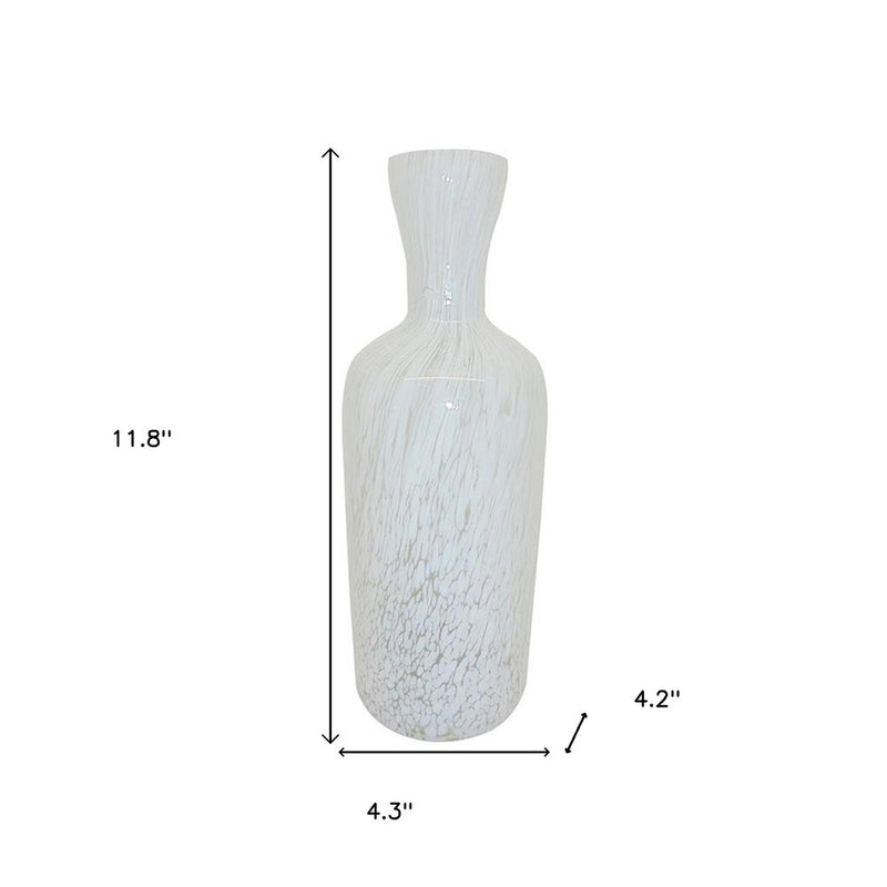 12" Opal Swirl Art Glass Cylinder Table Vase