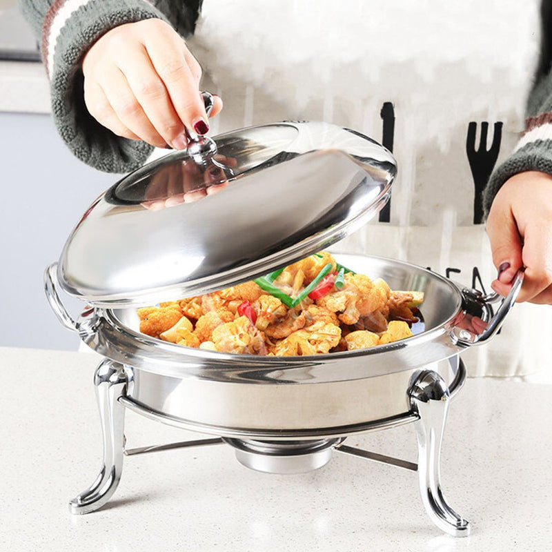 11" Silver Stainless Steel Chafing Dish With Stand