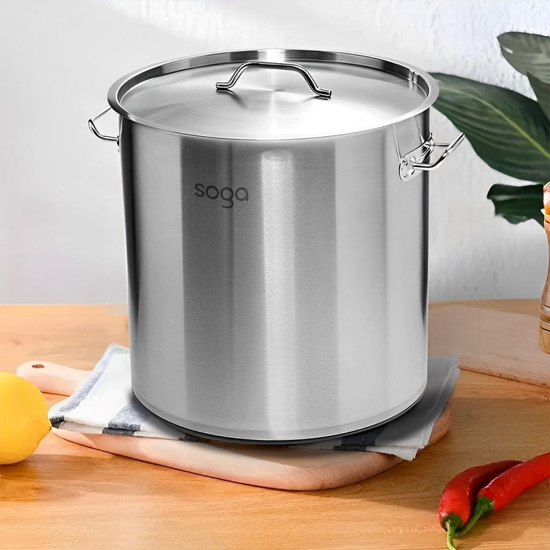 11" Silver Stainless Steel Stock Pot