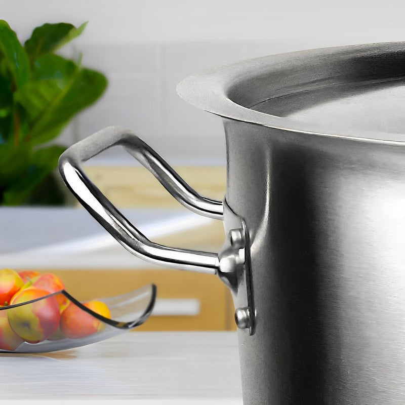 11" Silver Stainless Steel Stock Pot