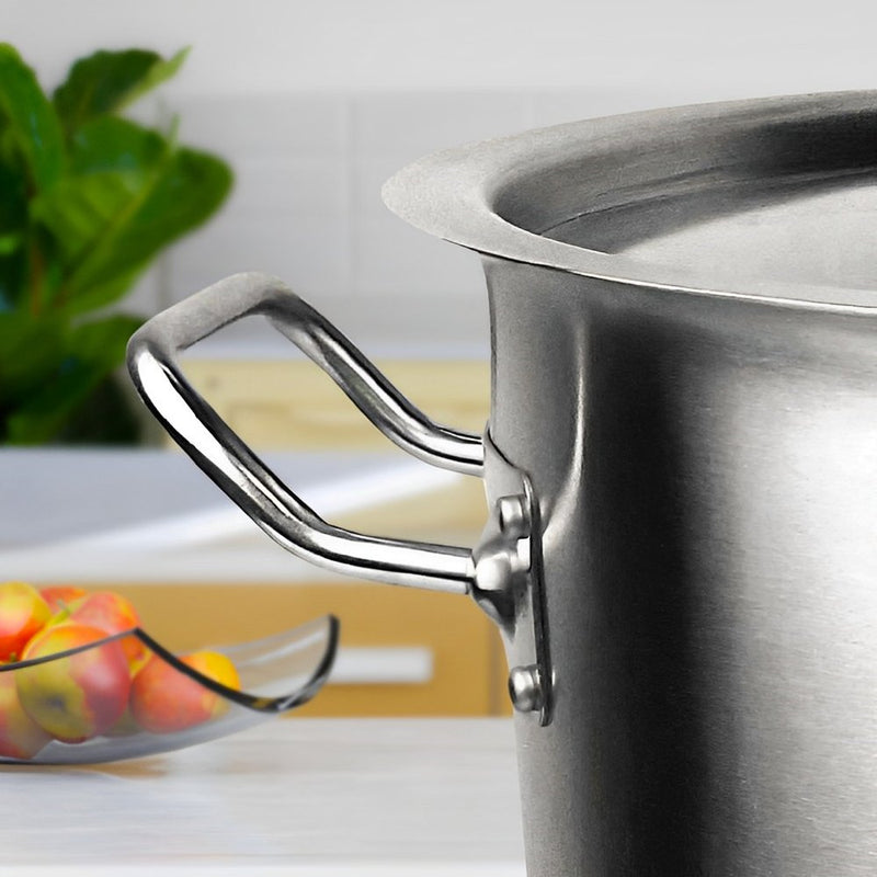 13" Silver Stainless Steel Stock Pot