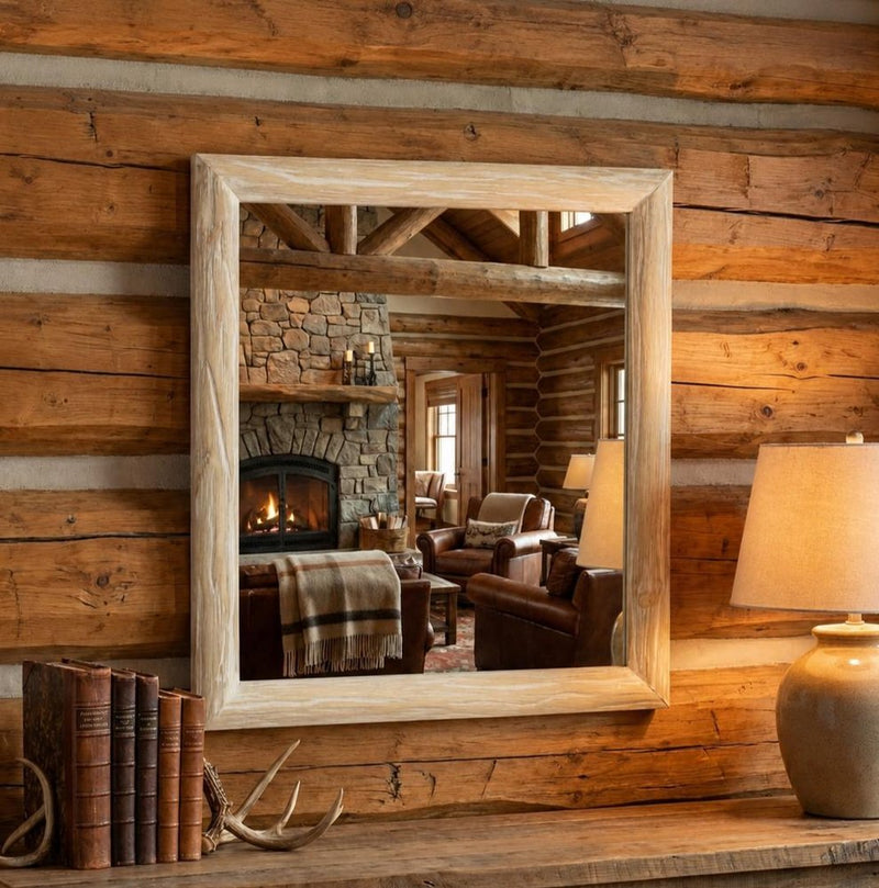 20" Natural Solid Wood Accent Mirror