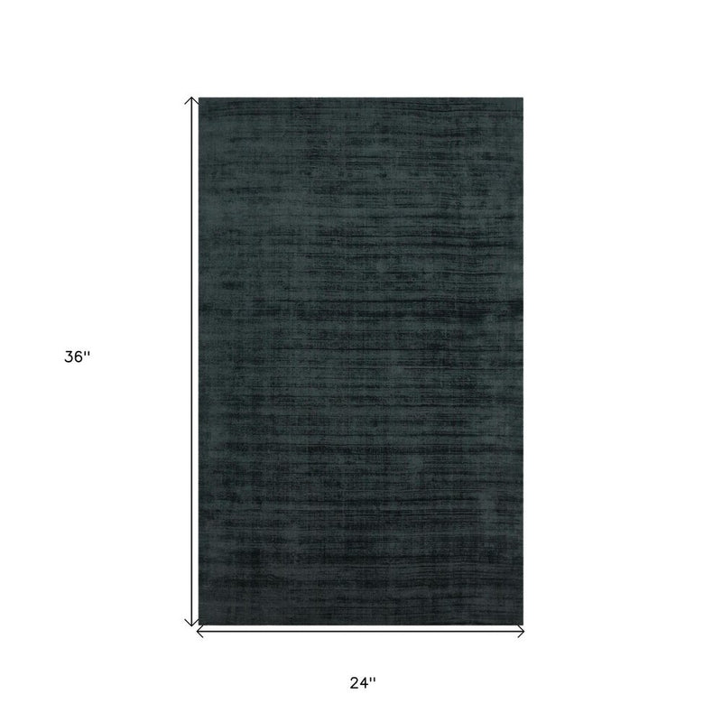 2' X 3' Charcoal And Black Abstract Hand Woven Area Rug
