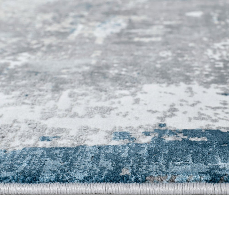 2' X 3' Gray Blue And Ivory Abstract Area Rug With Fringe