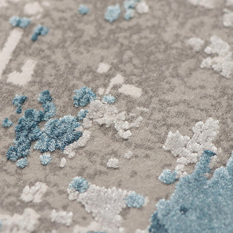 2' X 3' Gray Blue And Ivory Abstract Area Rug With Fringe