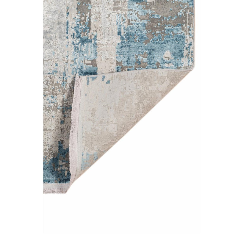 2' X 3' Gray Blue And Ivory Abstract Area Rug With Fringe