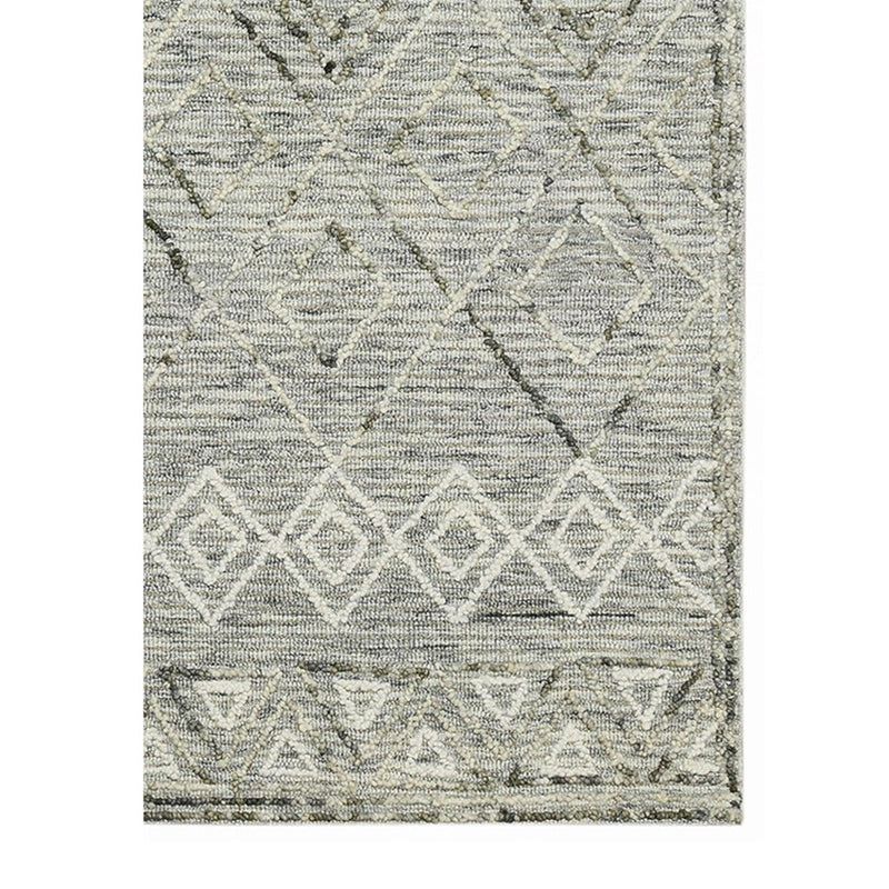 2' X 3' Gray Ivory And Black Wool Argyle Hand Hooked Area Rug