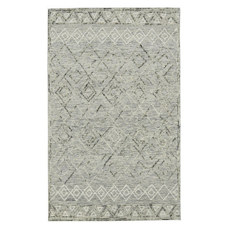 2' X 3' Gray Ivory And Black Wool Argyle Hand Hooked Area Rug