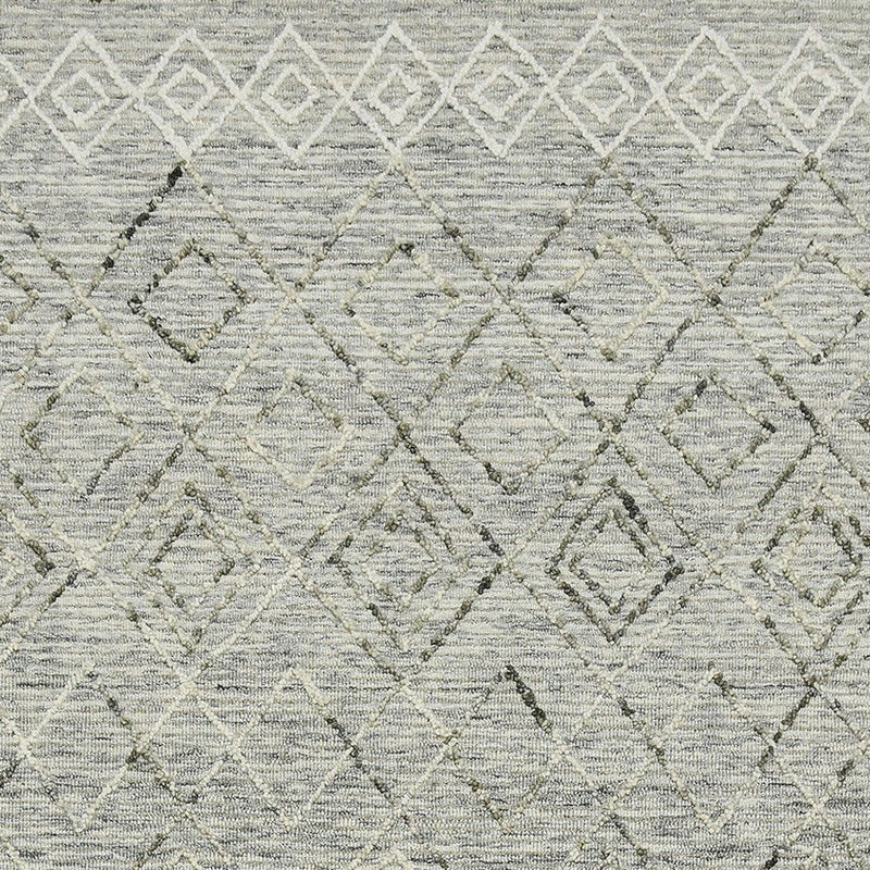 2' X 3' Gray Ivory And Black Wool Argyle Hand Hooked Area Rug
