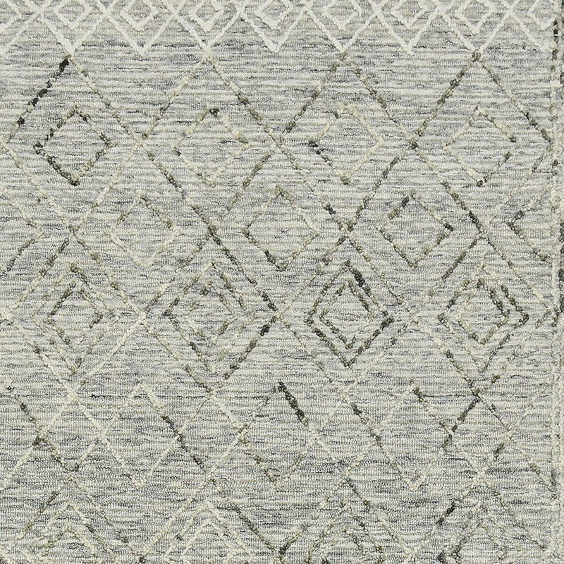 2' X 3' Gray Ivory And Black Wool Argyle Hand Hooked Area Rug