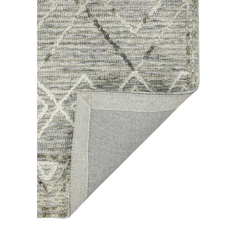 2' X 3' Gray Ivory And Black Wool Argyle Hand Hooked Area Rug