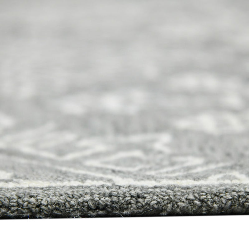2' X 3' Gray And Ivory Wool Oriental Hand Hooked Area Rug