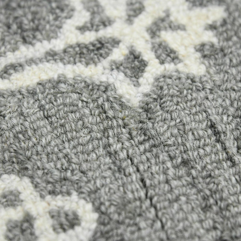 2' X 3' Gray And Ivory Wool Oriental Hand Hooked Area Rug