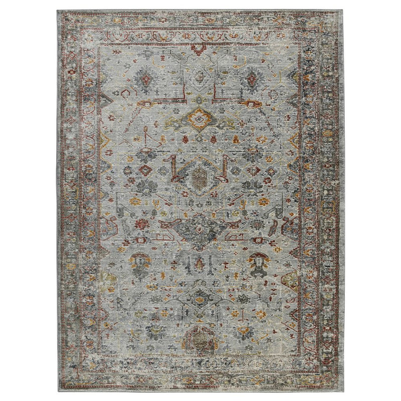 8' Gray Rust And Brown Medallion Runner Rug