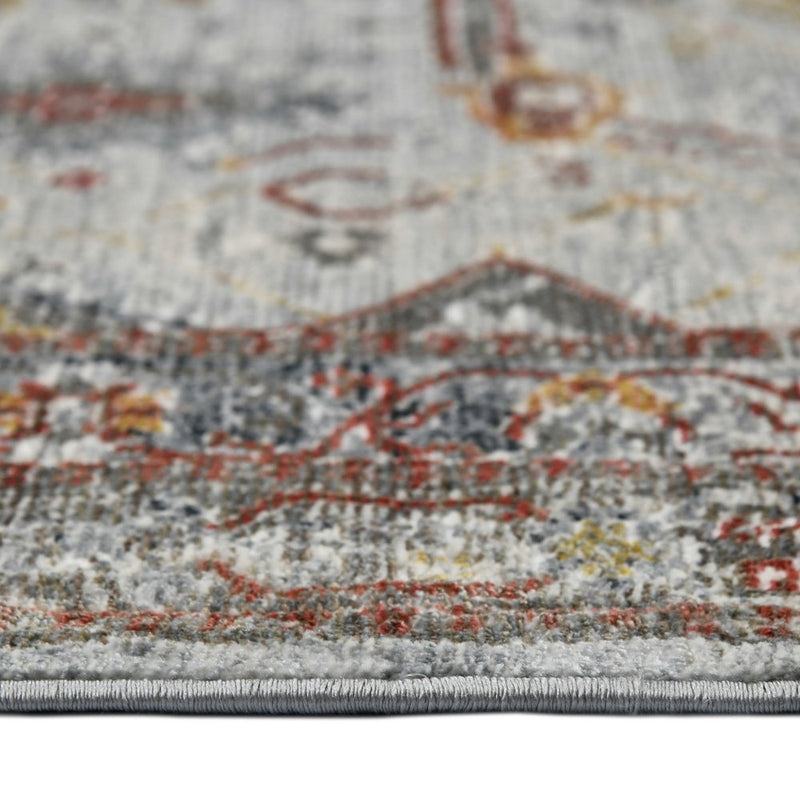8' Gray Rust And Brown Medallion Runner Rug