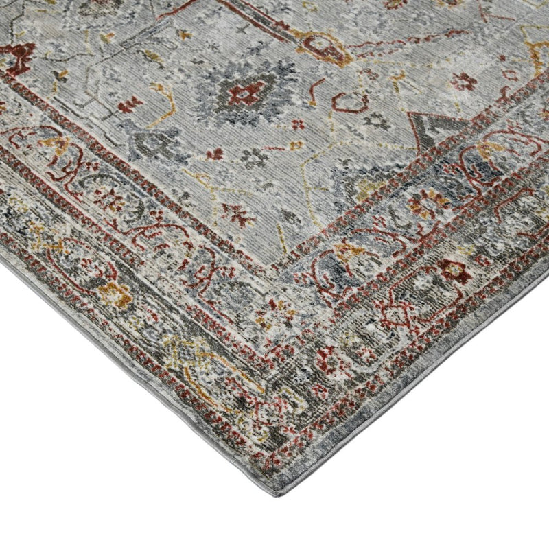 8' Gray Rust And Brown Medallion Runner Rug