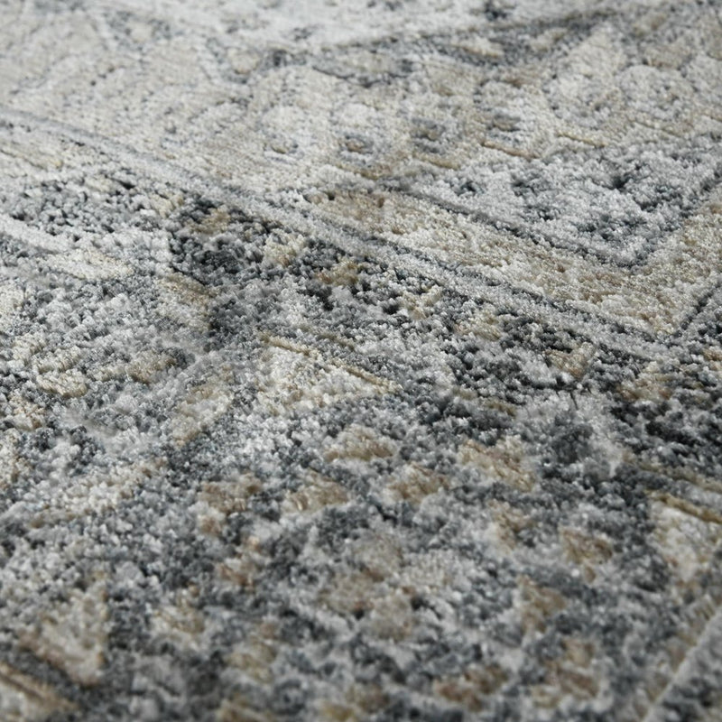 8' Charcoal And Gray Medallion Runner Rug
