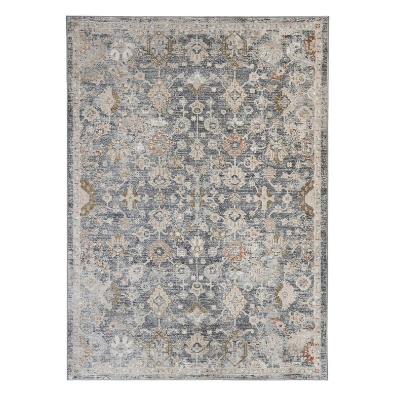 3' X 5' Dark Gray Ivory And Brown Medallion Area Rug