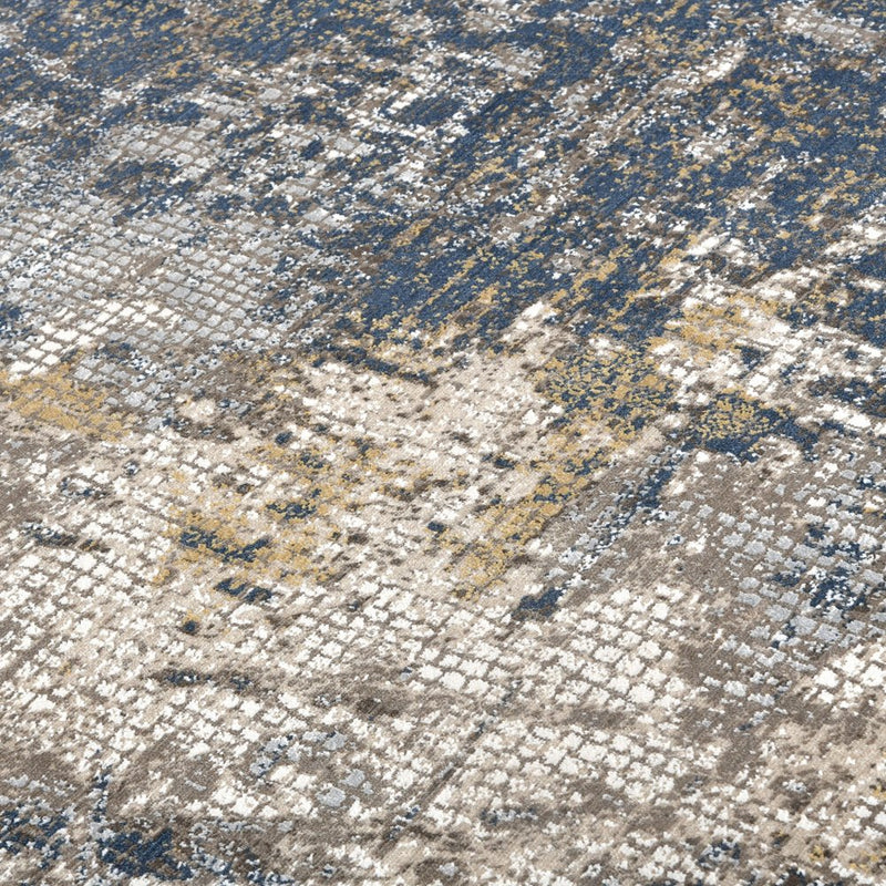 2' X 3' Beige Dark Blue And Gray Abstract Area Rug