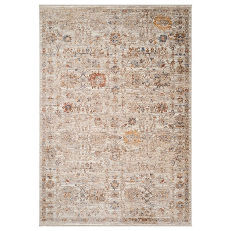 5' X 7' Ivory And Brown Floral Medallion Area Rug With Fringe