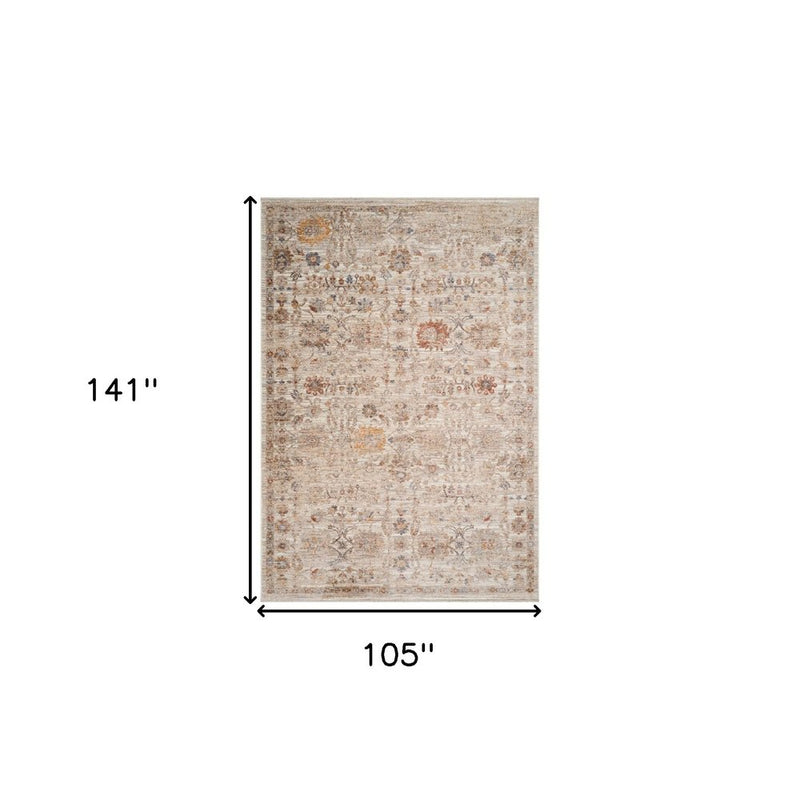 5' X 7' Ivory And Brown Floral Medallion Area Rug With Fringe