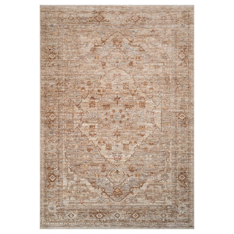 2' X 3' Beige And Brown Floral Medallion Area Rug With Fringe
