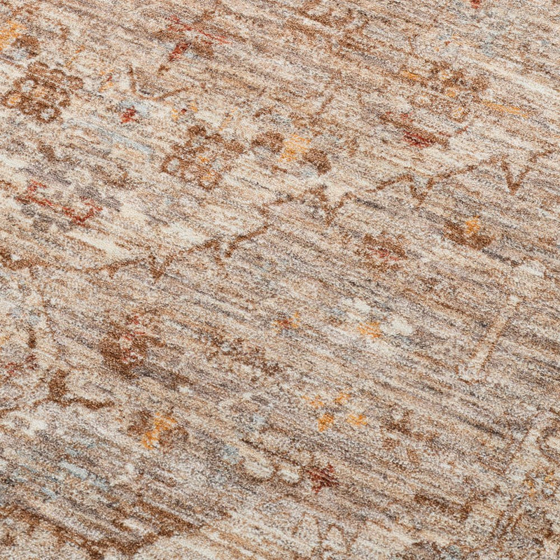 2' X 3' Beige And Brown Floral Medallion Area Rug With Fringe