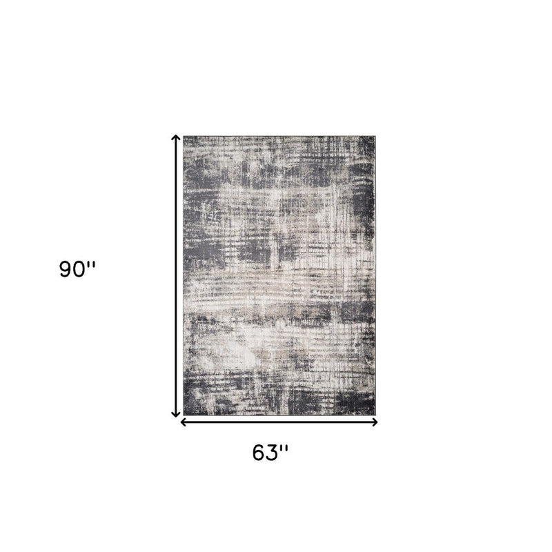 5' X 8' Gray And Ivory Abstract Area Rug