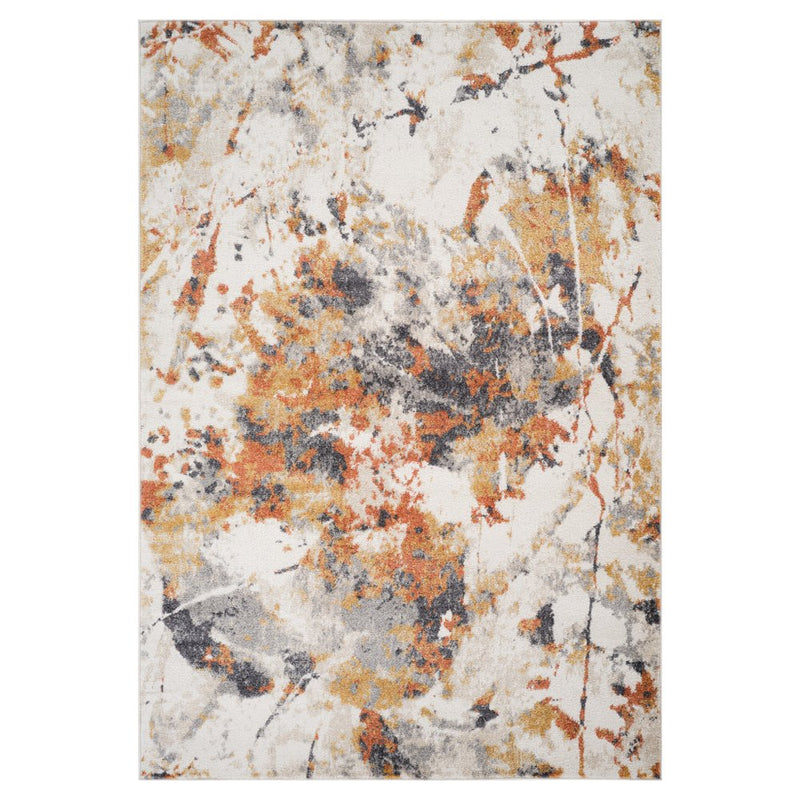5' X 8' Ivory Orange And Gray Abstract Area Rug