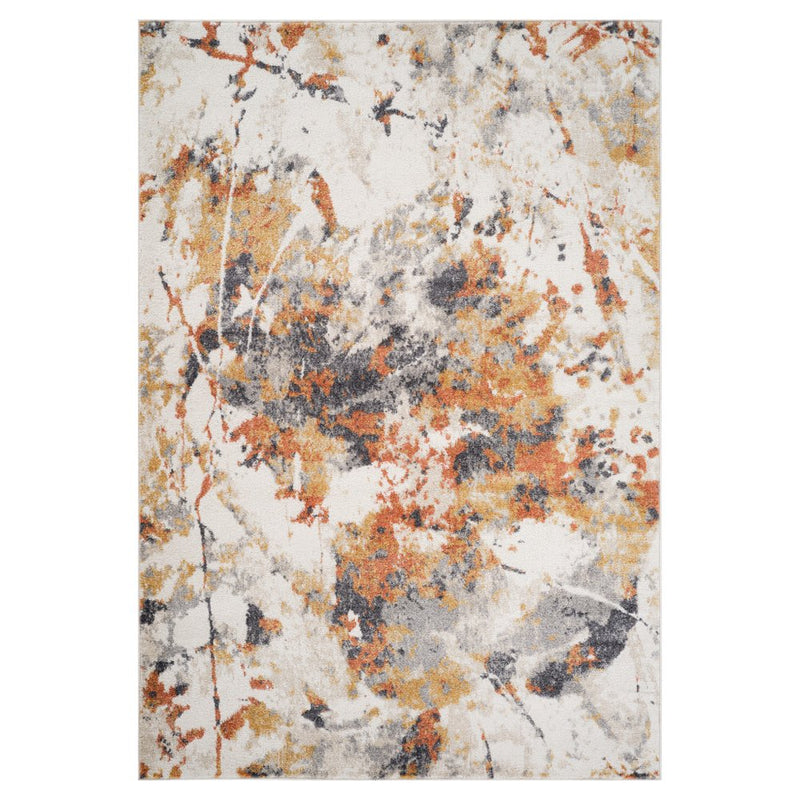 5' X 8' Ivory Orange And Gray Abstract Area Rug