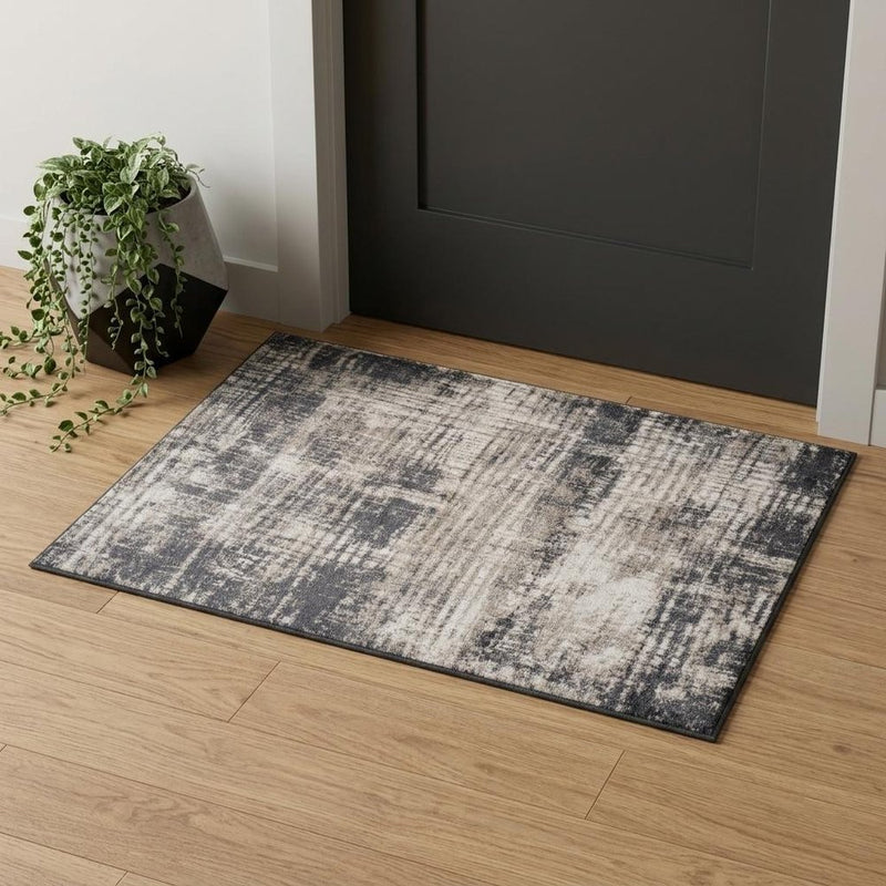 5' X 8' Gray And Ivory Abstract Area Rug