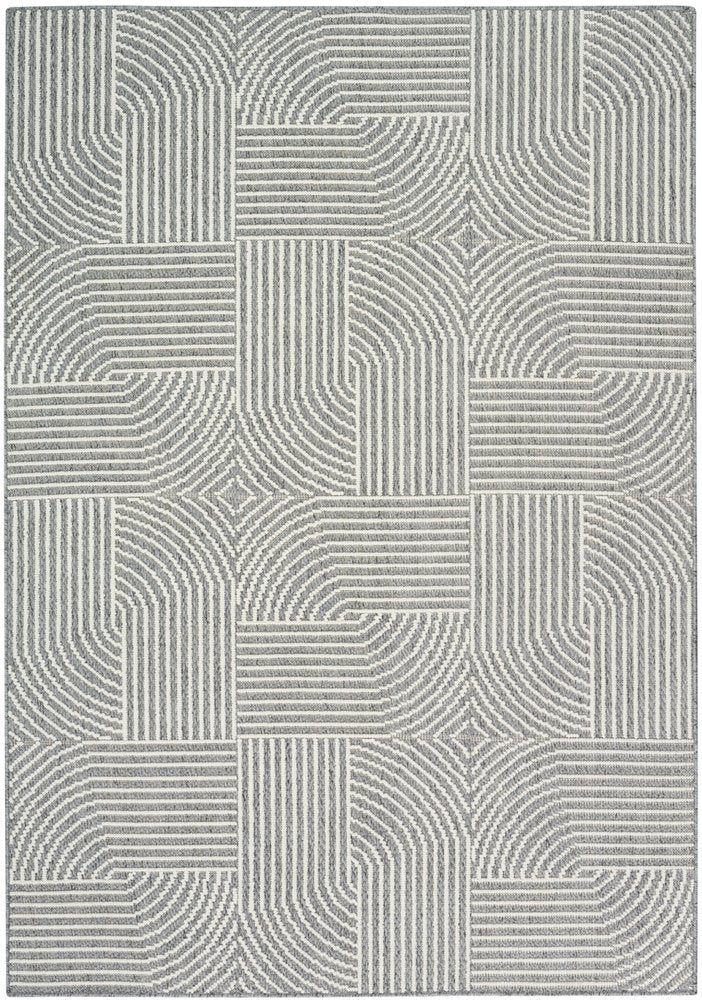 4' X 6' Gray Geometric Power Loom Area Rug