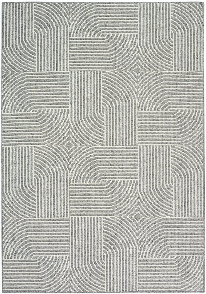 4' X 6' Gray Geometric Power Loom Area Rug