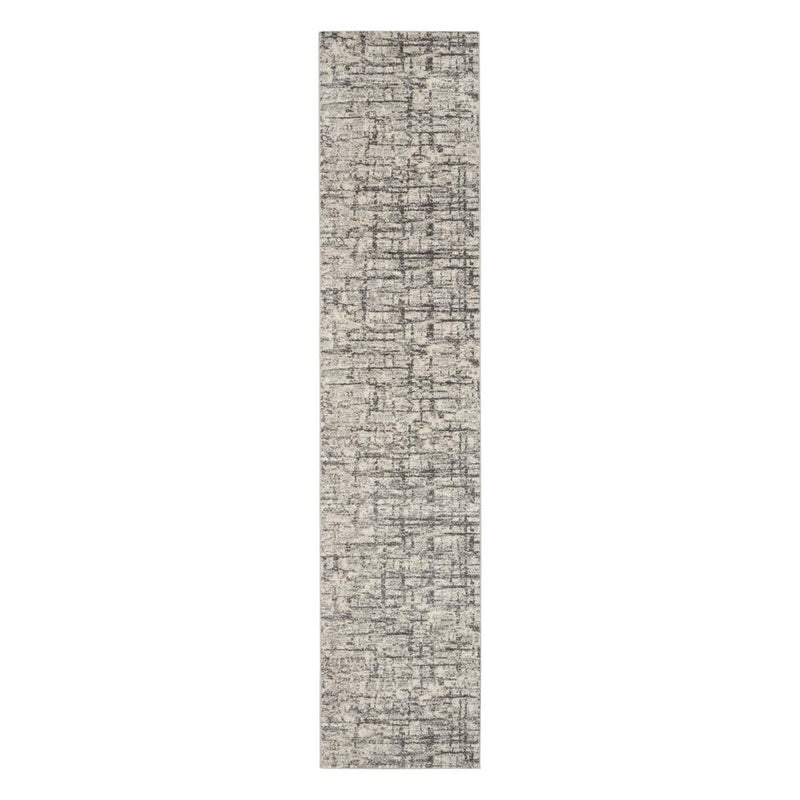 10' Gray Abstract Power Loom Runner Rug