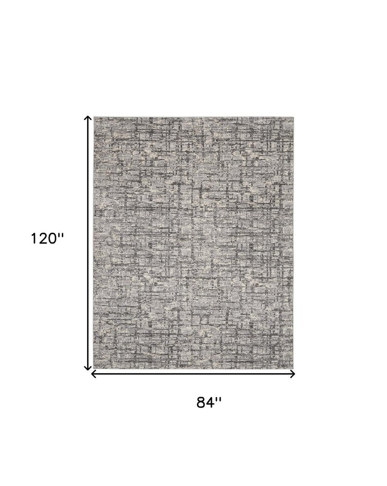 7' X 10' Gray Abstract Power Loom Area Rug