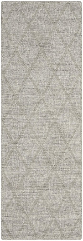 6' Gray Wool Geometric Hand Woven Runner Rug