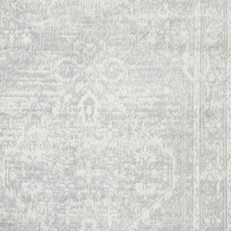 3' X 5' Gray Floral Power Loom Worn Faded Area Rug