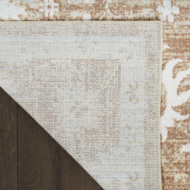 7' X 9' Brown Floral Distressed Area Rug