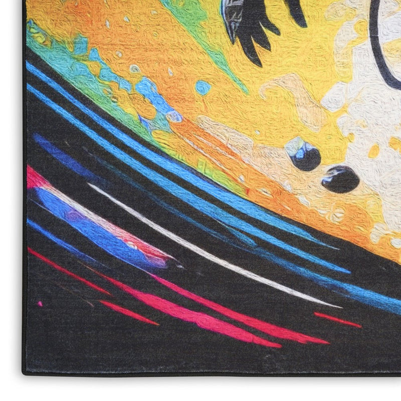 7' X 9' Black Flatweave Area Rug