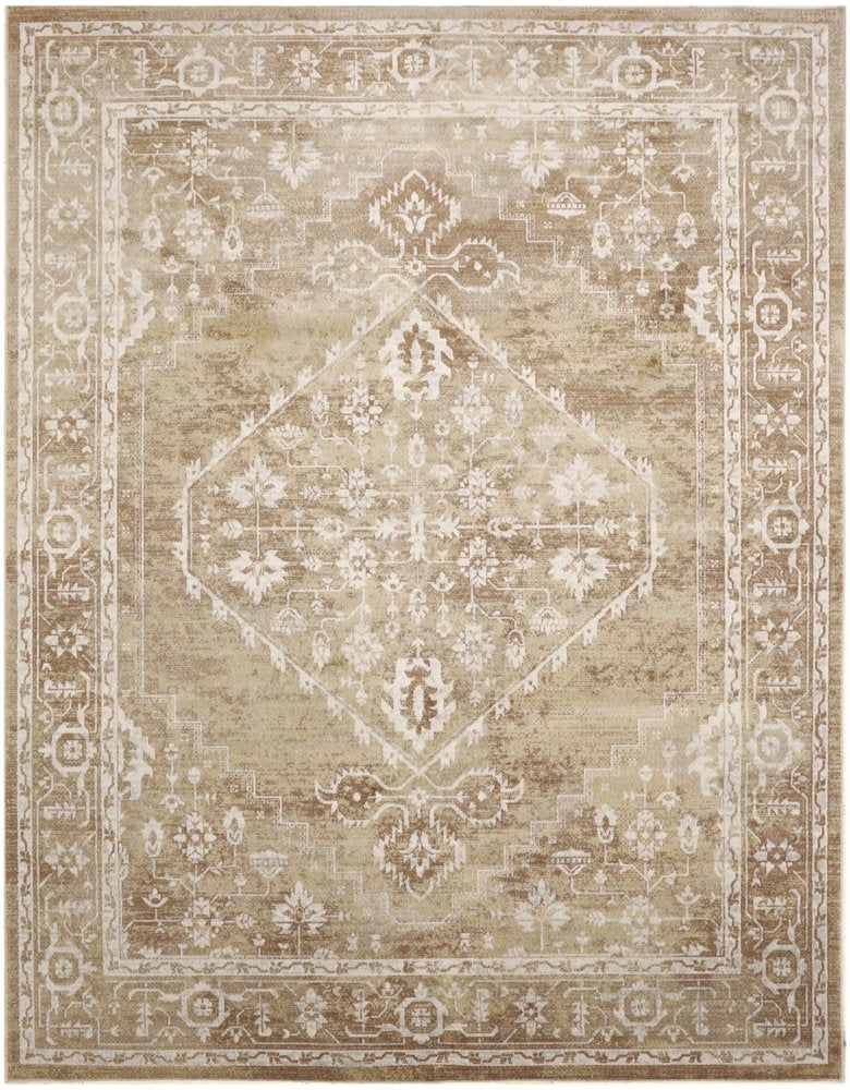 9' X 12' Rust And Ivory Floral Distressed Area Rug