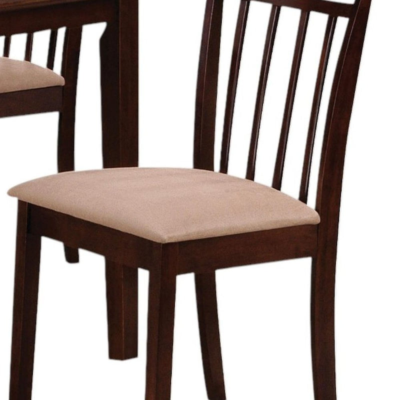 Five Piece Espresso Wood Dining Set with Four Chairs