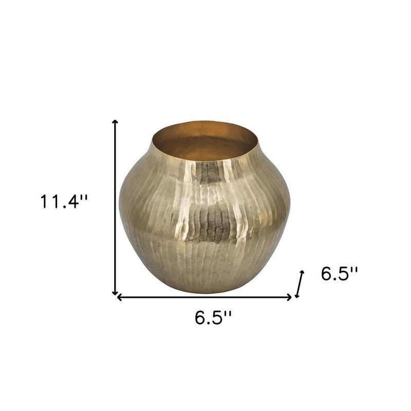11" Gold Aluminum Round Table Vase