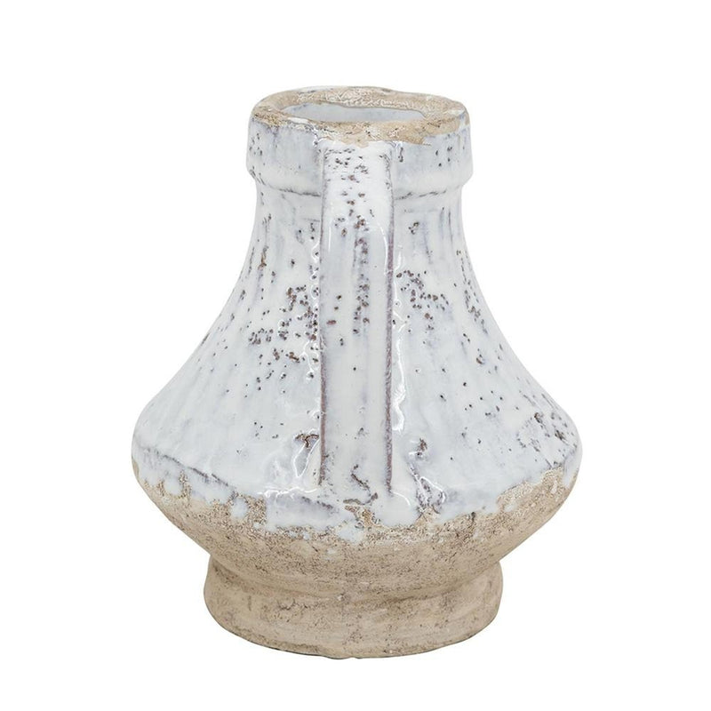 6" Sand And White Terracotta Round Jug Vase