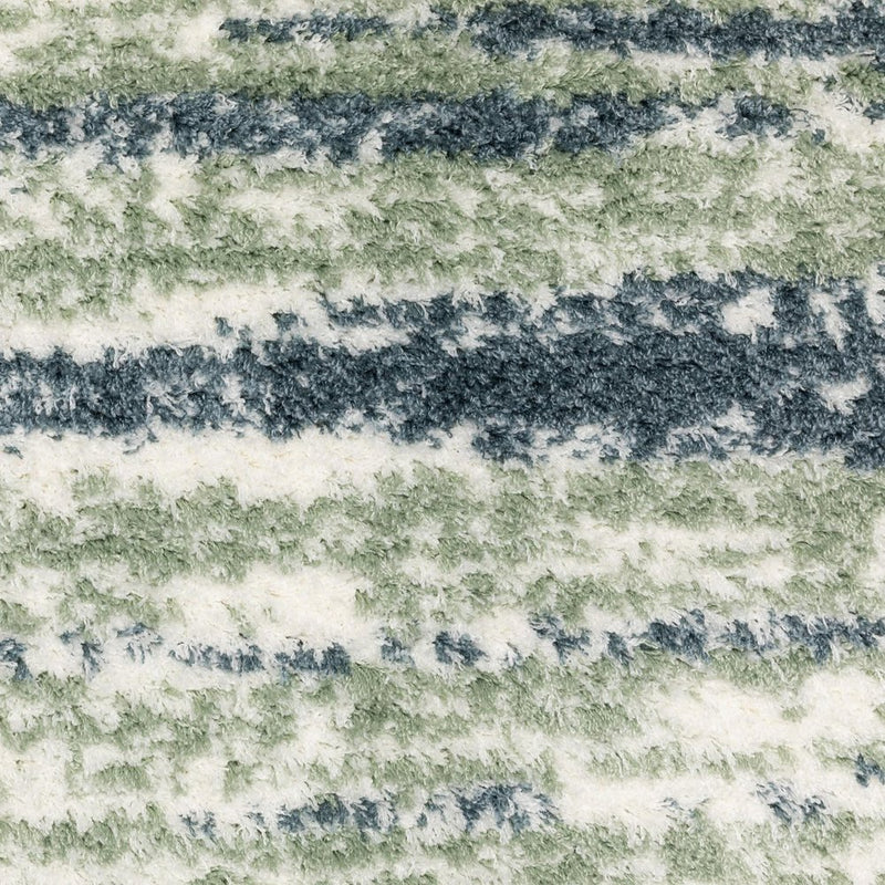 2' X 3' Blue And Green Striped Distressed Area Rug