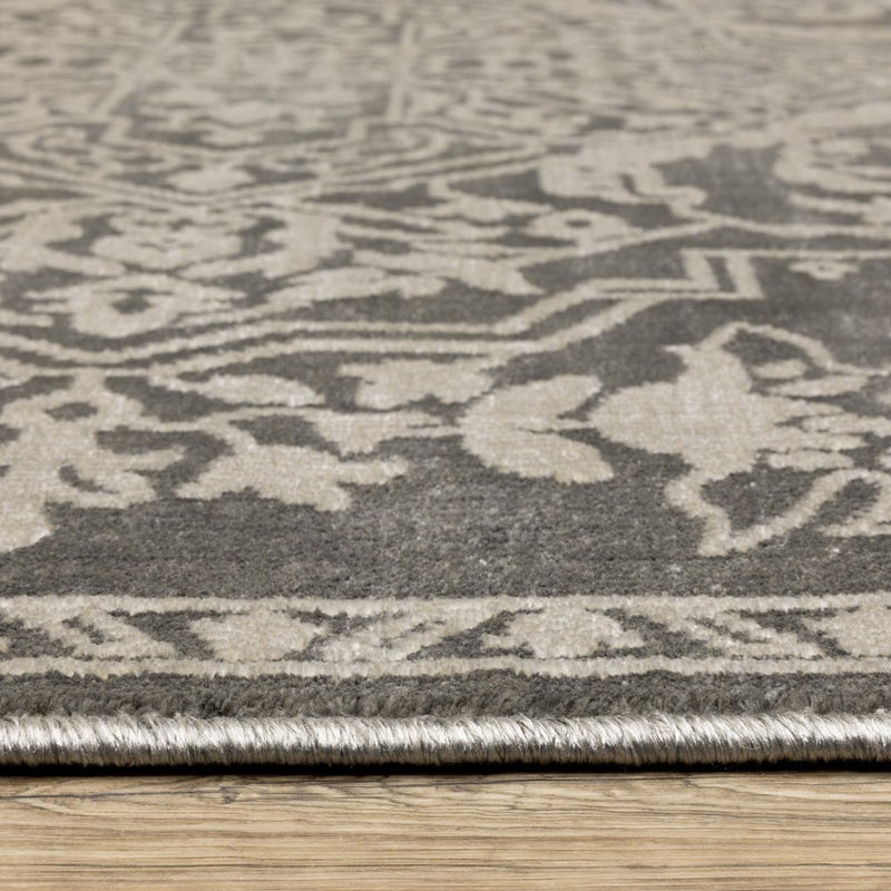 10' X 13' Gray And Light Gray Oriental Area Rug