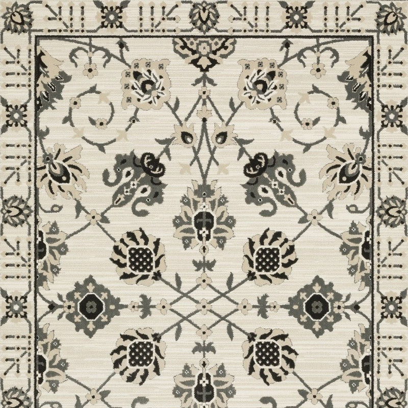 3' X 5' Ivory And Gray Oriental Area Rug