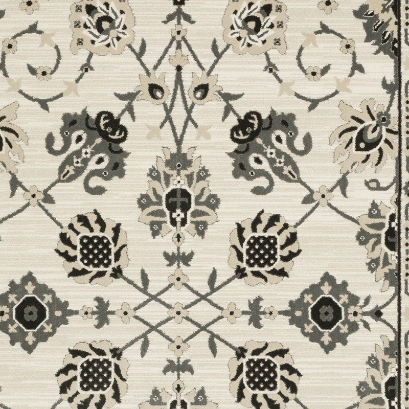 3' X 5' Ivory And Gray Oriental Area Rug