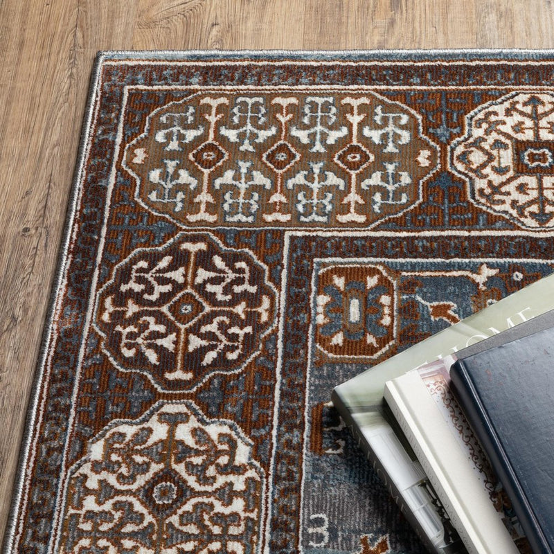 10' X 13' Gray And Blue Medallion Area Rug