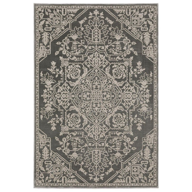 10' X 13' Gray And Light Gray Oriental Area Rug
