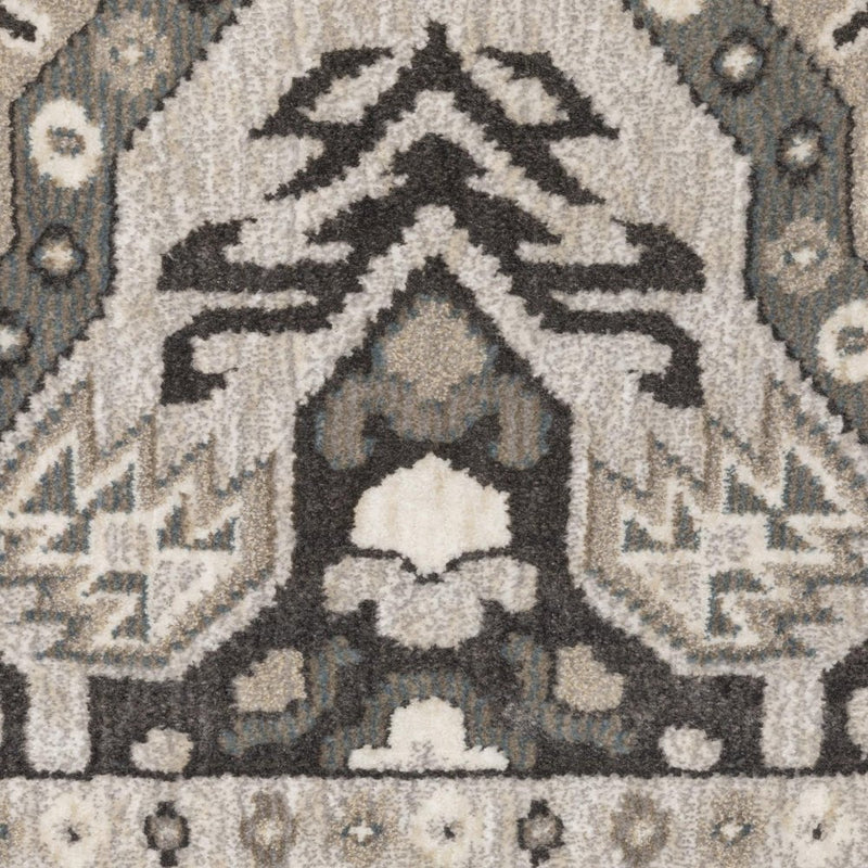 8' Ivory And Blue Medallion Runner Rug